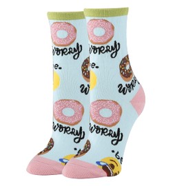 ooohyeah Funny Emoji Crew Socks for Women, Crazy Dress Cotton Socks, Novelty Cute Socks Gift, Donut Worry