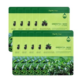 Farmstay Visible Difference Mask Pack Green Tea Seed 10 Sheets / 팜스테이 비저블 디퍼런스 마스크팩 그린티씨드 10매