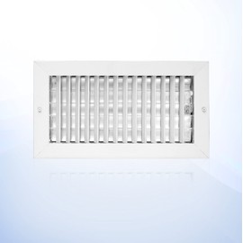 12 x 6 inch Vent Duct Cover Air Supply HVAC Sidewall or Ceiling Grille Register with Multi-Shutter Parallel Blade Damper - Color White - High Airflow. Aluminum. Duct Hole Must Measure 12" x 6"
