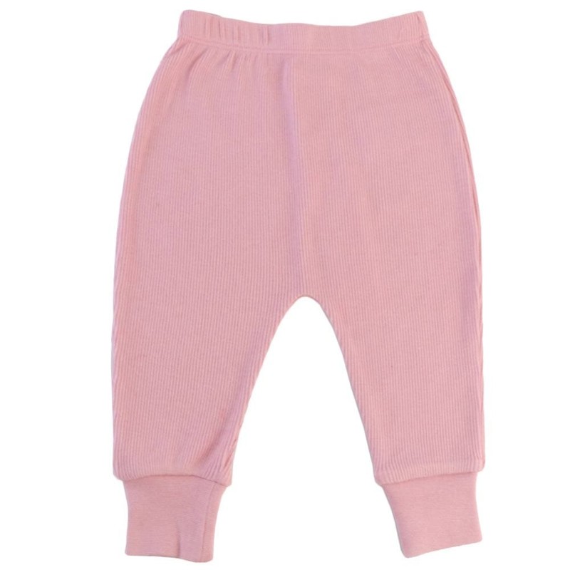 Organic Cotton Rib-Knit Baby Sleep Pants - Pink, 3-6 MTHS