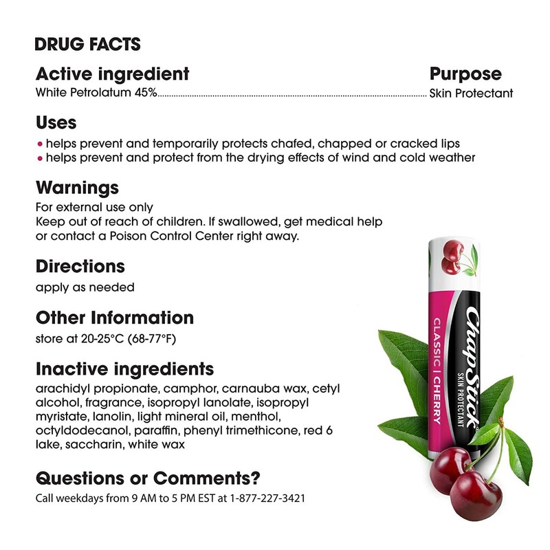 ChapStick Classic Lip Balm SPF 4 Cherry, 0.15 Ounce (Pack