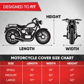 Motor Trend Motorcycle Cover Waterproof Outdoor, Heavy Duty Motorcycle Cover for Harley Davidson Cruiser Adventure Sportbikes Scooter Moped, Winter Storage UV Rain Dirt Heat Snow - 80L x 35W x 47H