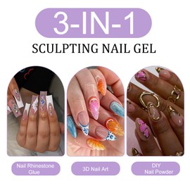 GZMAYUEN 3D Gel Nail Art - 10g *2 Schwarz Skulptur Nail Gel, Multifunktionales Skulptur Nagelgel für DIY Nageldesign