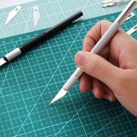 NACX 4 Craft Hobby Knife Exacto Knife with 44 Blades Set, 15cm Ruler, Blue