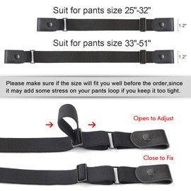 JASGOOD No Buckle No Show Belt for Men Buckle Free Stretch Belt Invisible Belt for Jeans Pants 1.38 Inch Wide, Silver Black, Pant Size 30-48 Inch