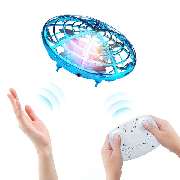 Kriogor UFO Mini Drone for Kids, Remote Control and Hand Controlled 2 Control Modes, Hand Sensor RC Quadcopter Infrared Induction Flying Ball Flying Toys for Boys Girls Christmas Toys Gifts Indoor Toy