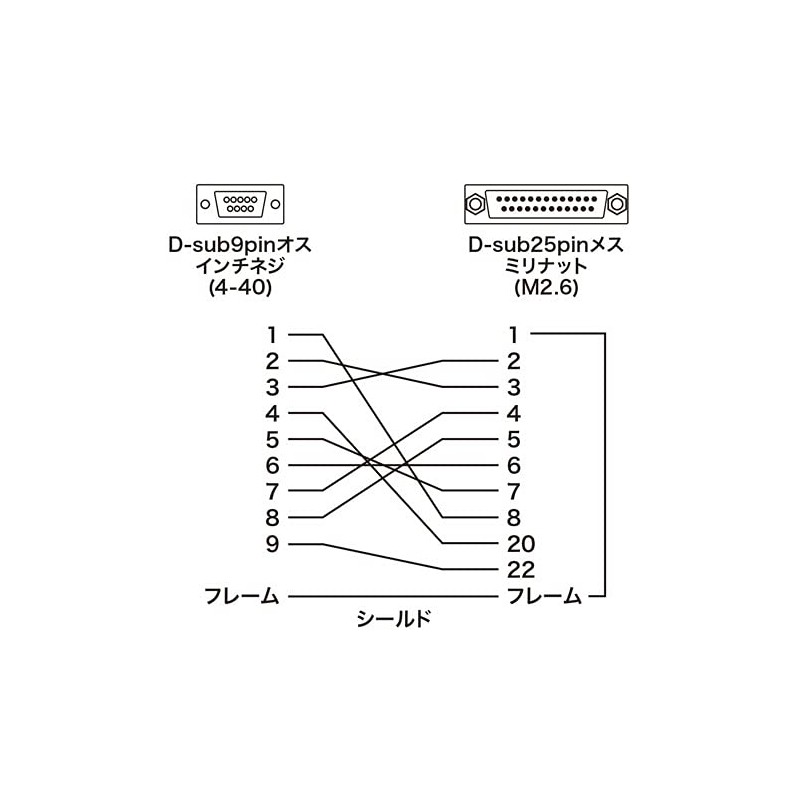 Sanwa Supply AD09-9M25FK RS-232C Converter Adapter (D-sub9pin Male to D-Sub25pin