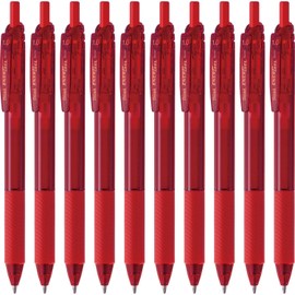 Pentel EnerGel S BL130-B Gel Ink Ballpoint Pen, Tip Diameter: 0.04 inches (1 mm), Color: Red, Count: 10