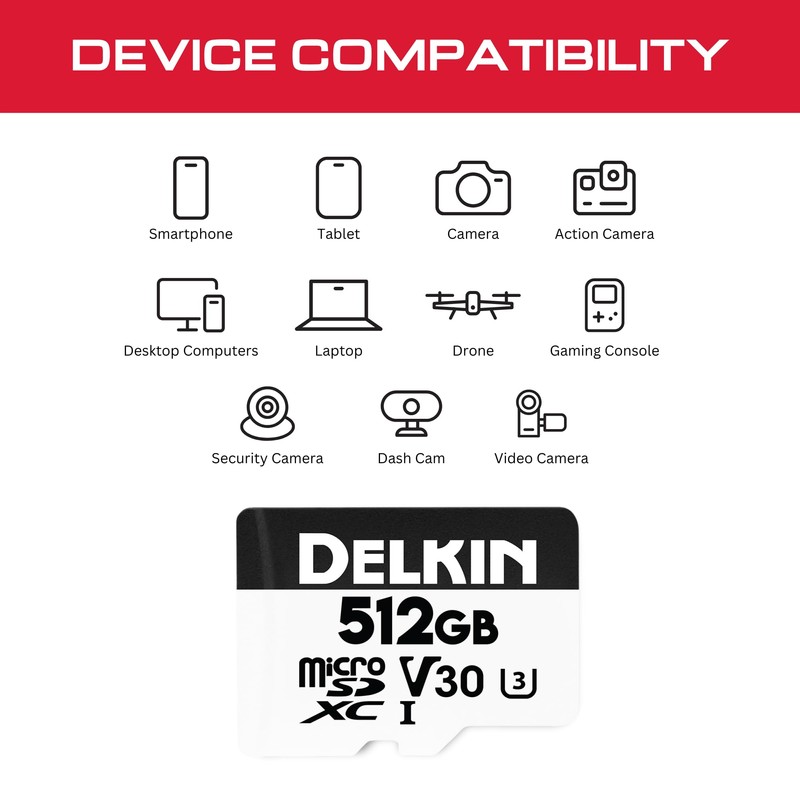 Delkin Devices Hyperspeed 512GB Micro SD Card with Adapter –