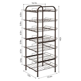 smusei smusei Water Bottle Organizer 7 Tier Free Standing Vertical Metal Water Bottle Rack Shelf Adjustable Water Bottle Beverage Drink Stand Holder for Kitchen Pantry Food Storage, Bronze