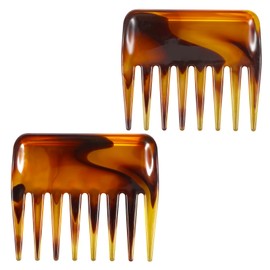 2 Pack Wide Tooth Comb,Portable Hair Combs,Hair Picks for Women Detangling Comb Wide Teeth Pocket Combs for Men Women Thick Curly Wavy Detangler Wet Dry Everyday Care(Amber)