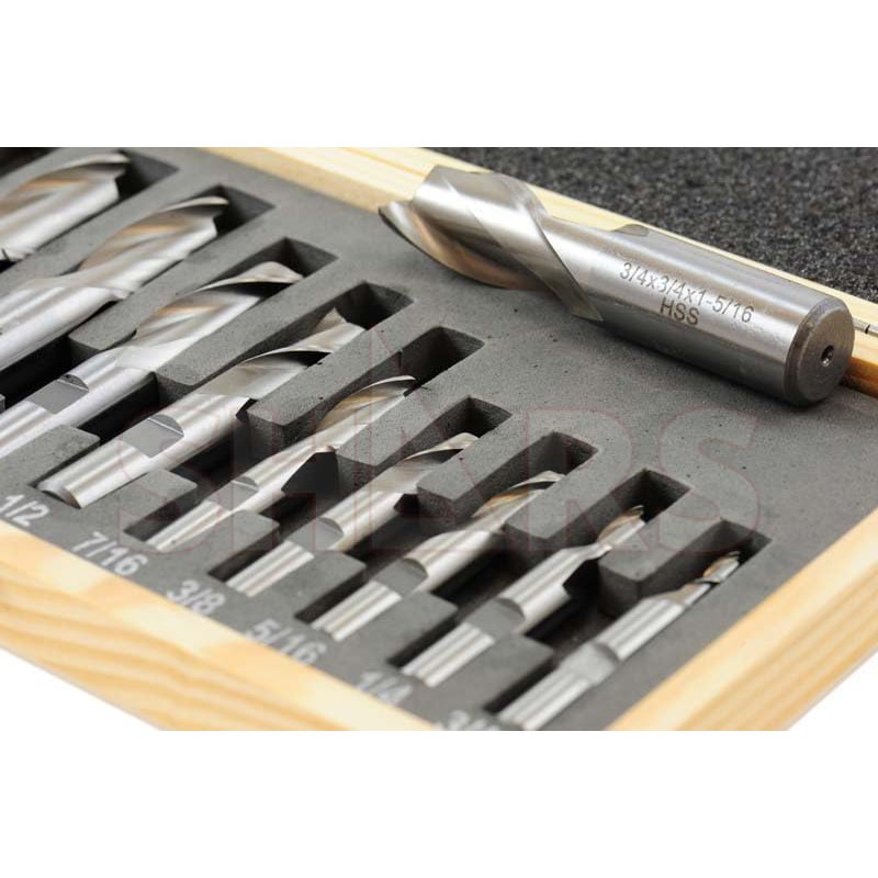 Shars 3/16-3/4" 2 Flute HSS Single End Center Cut End
