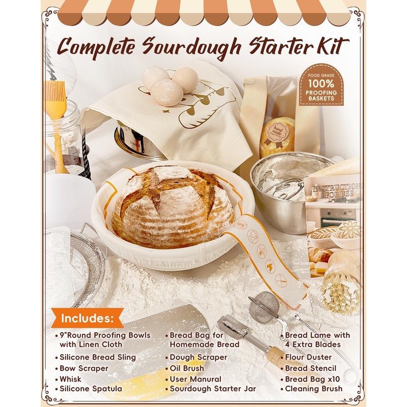 RYMTOX Complete Sourdough Starter Kit with Manual | Easy to