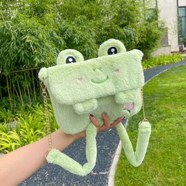 SHERCHPRY Frog Crossbody Bag Cute Shoulder Bag Plush Shoulder Bag Fluffy Crossbody Bag for Women