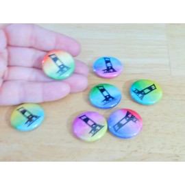 10 pc Pinback Buttons, Mixed Color Guillotine 1" Round (new handmade)