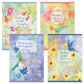 Current Hummingbird Garden Friendship Greeting Cards - Set of 8 (4 Designs), 5 x 7 Inches, Sentiments Inside, Envelopes Included, Thinking of you, Hello