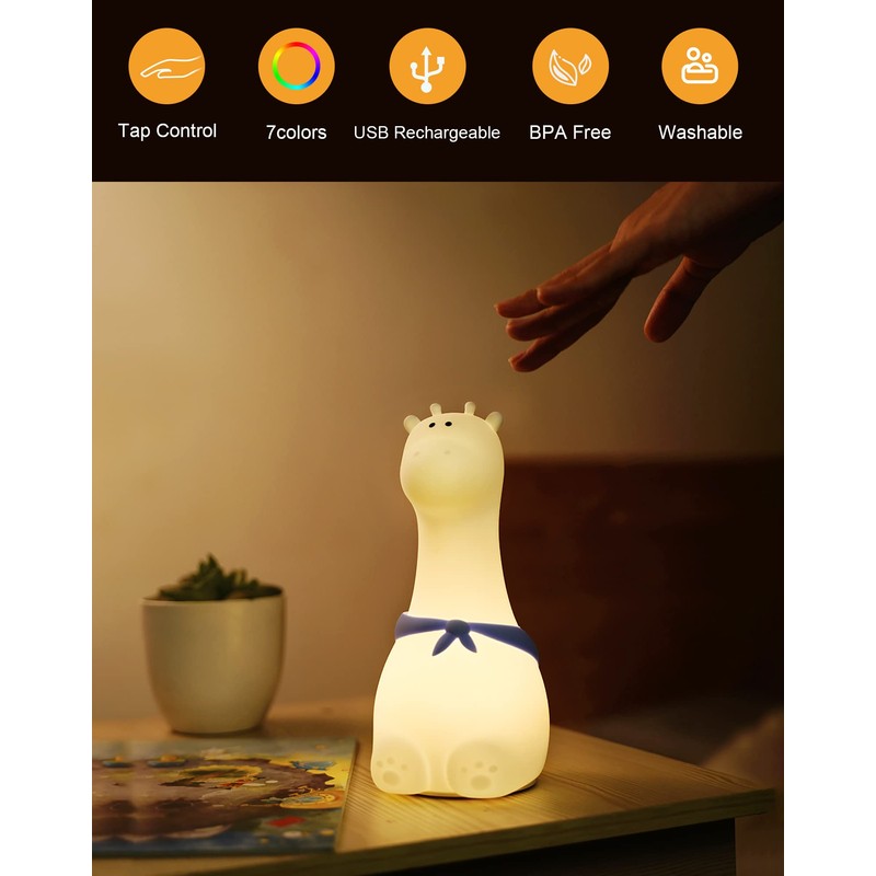 Giraffe Light, Multicolor Cute Nursery Night Lights with Warm White