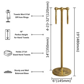 BGL Fingertip Towel Holder Stand Hand Towel Ring for Bathroom or Kitchen Vanity Countertops to Store Hand Towels Washcloths or dishcloths - 2 Hanging Rings,Gold…