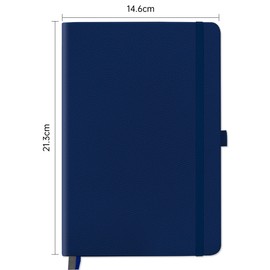 Mlife Notebook Lined A5, Journal Book with 200 Pages, Premium 100 gsm Ink-Proof Paper Thickness, PU Hard Cover Notebook, Inner Pocket, Elastic Band, Bullet Journal and Notepad, Hardcover (Blue)