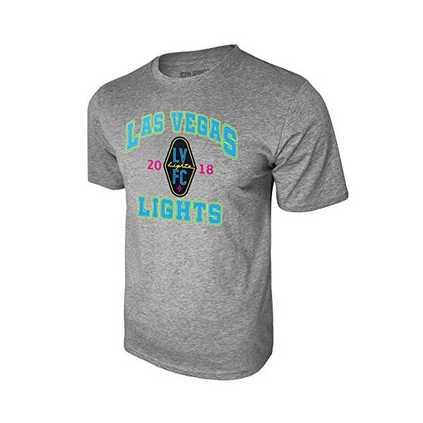 Icon Sports USL Las Vegas Lights Football Club Cotton T-Shirt (Medium, Heather Gray)