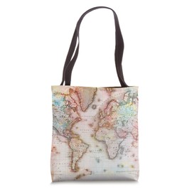 Retro Vintage World Map Art Style Gift for Geography Teacher Tote Bag
