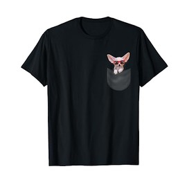Pocket Fennec Fox Puppy in Red Retro Sunglass T-Shirt