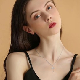 YAFEINI Faith Necklace for Women Pearl Necklace Girls Pendant 925 Sterling Silver Bees / Hummingbird / Ladybird / Dragonfly Chain Mother Necklace Jewellery Gift for Women Friend Mum Daughter, Sterling