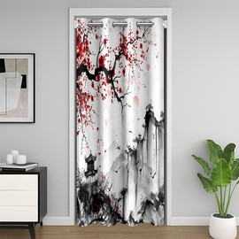 Feelyou Cherry Blossoms Doorway Curtain Privacy 1 Panel, 42"x80" Kids Japanese Style 30%-50% Blackout Insulated Thermal Curtain Home Decor Door Cover Curtain Sakura Flower Window Treatments