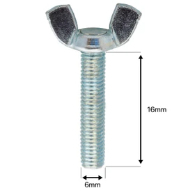 M6 (6mm x 16mm) Butterfly Wing Screws Thumb Screws Wing Bolts Steel (Pack of 10)