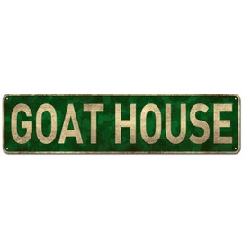 CIVOTIL Goat House Sign, Goat Décor Goat Sign Goat Lover Gift, Funny Wall Décor for Home/Man Cave, Quality Metal Signs 4" x 16"