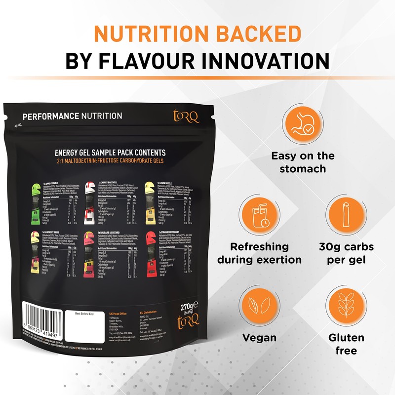 TORQ Running Gels with Caffeine & Electrolytes - 2:1 Maltodextrin: