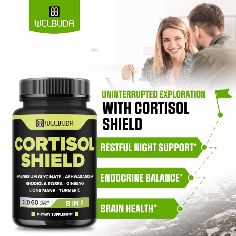 WELBUDA 8in1 Cortisol Shield - Ashwagandha and Magnesium, Rhodiola Rosea,