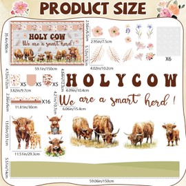 Highland Cow Bulletin Board Set Holy Cow We are a Smart Herd Classroom Decorations Boho Highland Cow Paper Cutouts Farm Animal Classroom Bulletin Board for Office Home School Chalkboard Wall Door