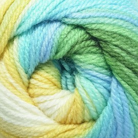 Giggles Multi Coloured Double Knitting Wool Yarn (Green Blue Lemon 03)