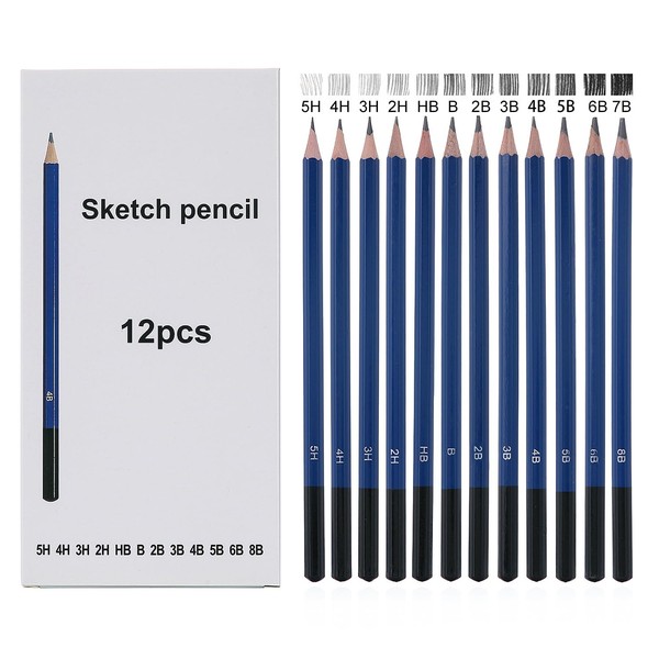 YPYMOD 12 Pieces Drawing Pencils, Pencils Set 5H 4H 3H