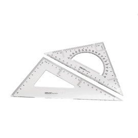 Pack of 2 Transparent Triangle Ruler Set Square:30/60 Degree & 45/90 Degree