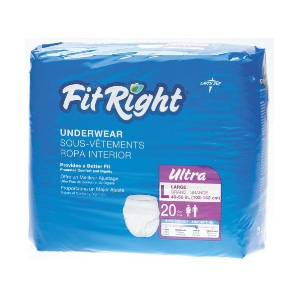 MEDLINE FIT23505 FIT23505Z FitRight Ultra Protective Underwear (Pack of 20)