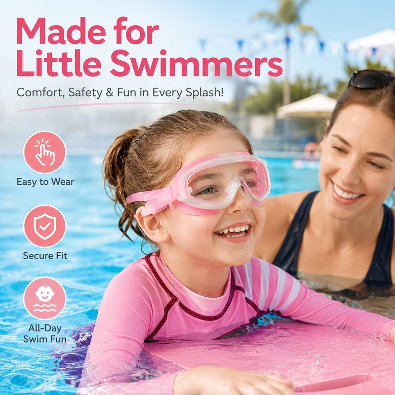 Kids Swim Goggles for Boys & Girls – Panoramic Anti-Fog