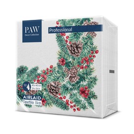 Paw Airlaid Napkins (40 x 40 cm) I Pack of 50 I Perfect for Christmas, Winter, Holidays I Christmas Eve Winter Time Table Decoration I Airlaid Napkins Fabric-Like Winter Branches