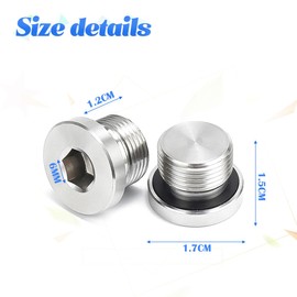 CGEAMDY 2 Pieces Oxygen Blanking Plug Sensor, Remove Socket Sensor Blanking Plug, Hex Bolt Bung O2 Blanking Plug, Oxygen Sensor Remove Socket Hex Bolt Bung Plugs, For Motorcycles, Cars(M12)