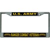 U.S. Army Ranger Combat Veteran Chrome License Plate Frame