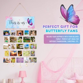 JOARHONAL Butterfly Wall Decor - Butterfly Picture Frame This Is Us Hanging Photo Display Butterfly Gifts for Girl Kids