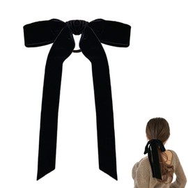 Black Velvet Bow Hair Ties for Women with Long Tail Ribbon Bows for Hair Accessories for Women Party Concert Performance Black Hair Ribbon Bow for Women Girls Ribbon Ties with Bowknot