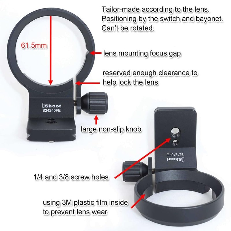 iShoot Ring Tripod Mount, Tripod Mount Ring, Lens Support Collar,