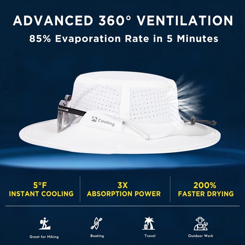 TOP-EX Sun Hat Men White XL/XXL - UV Protection Wide