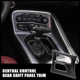 X AUTOHAUX 1 Pc Carbon Fiber Pattern Black Central Control Gear Shift Panel Trim for Dodge Charger 2016-2021