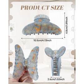 Mesovor 4 Pack Acrylic Hair Clips Claws, Nonslip 4.1" Large Hair Grip Hairclips for Thin and Thick | French Banana Barrettes Hair Strong Hold Jaw Clamps (Blue, Ginger, Pink, Gray)