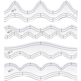 Kigley 4 Pcs Free Motion Quilting Templates Waves Acrylic Quilting Rulers for Machine Free Motion Sewing Stencils Patchwork Splicing with 96 Pcs Nonslip Grips(Rolling+Gentle)