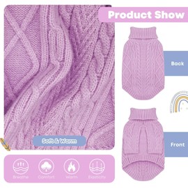 SANQITARA Dog Sweater for Small Dogs, XS Dog Christmas Sweater, Puppy Pullover Turtleneck Warm Soft Knitwear for Girl Boys Male Female Chihuahua, Bulldog, Dachshund, Pug, Yorkie (Lilac, X-Small)