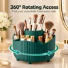 360° Rotating Makeup Organizer for Vanity – Green 5-Compartment Cosmetic